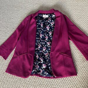 Skies Are Blue Hannah Scuba Blazer Womens M Magenta Open Front Formal Business